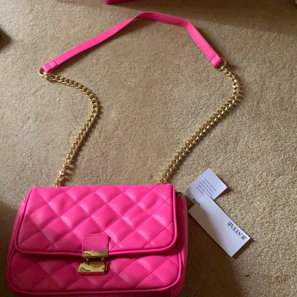 Just fab hot pink over the shoulder purse
